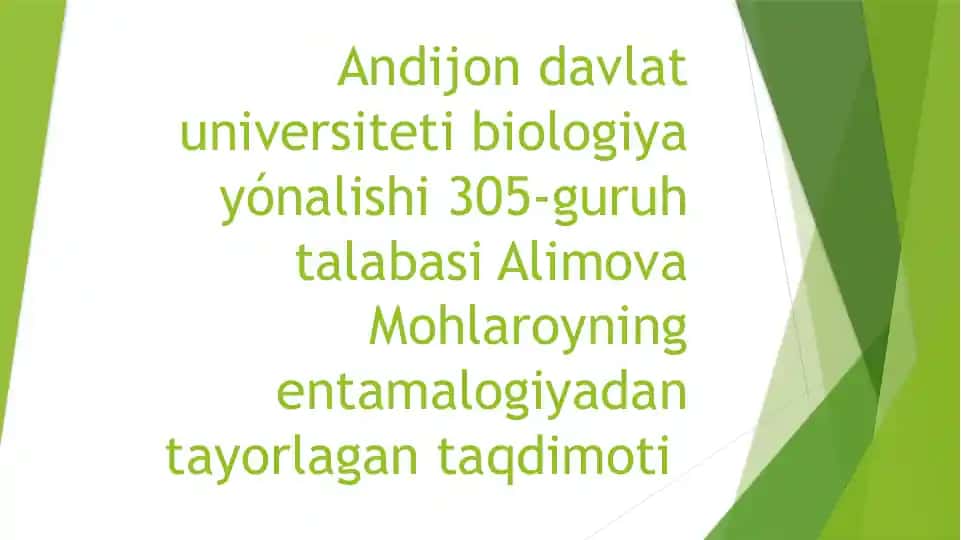 Alimova Mohlaroyning entamalogiyadan tayorlagan taqdimoti
