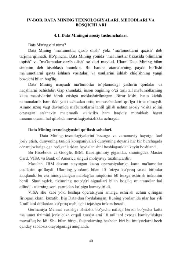 Data Miningni tushunish