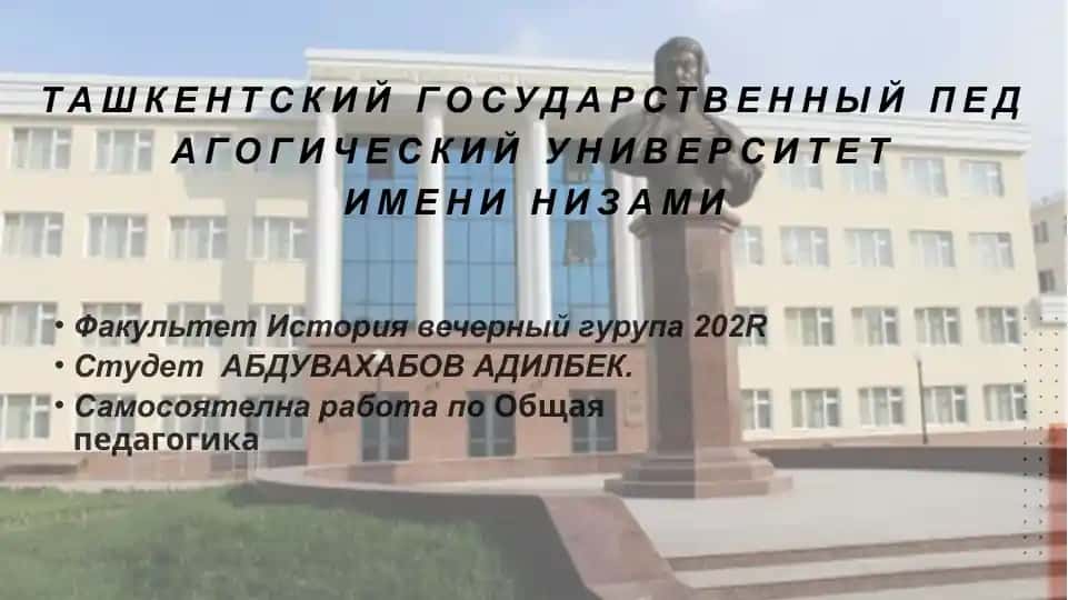 Samosoyatelnaya rabota po Obshaya pedagogika