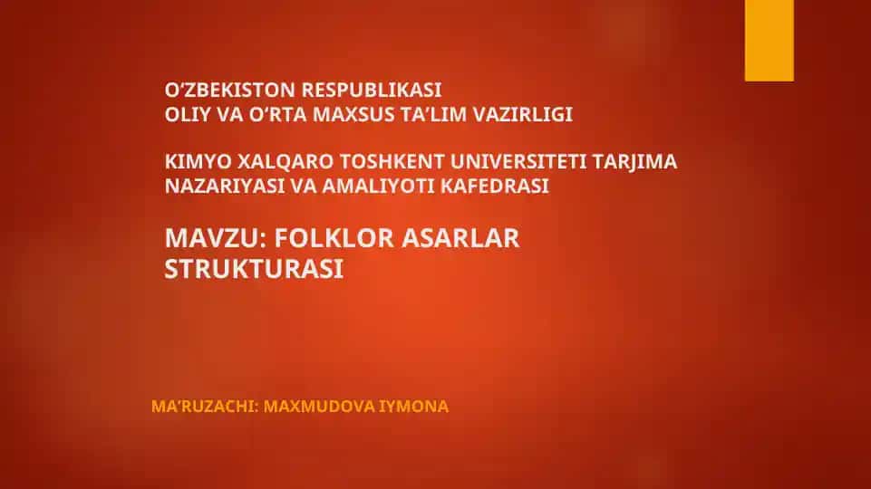 Folklor asarlar strukturasi