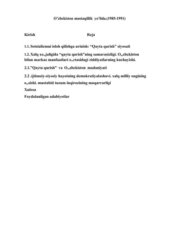 Sotsializmni isloh qilishga urinish: “Qayta qurish” siyosati