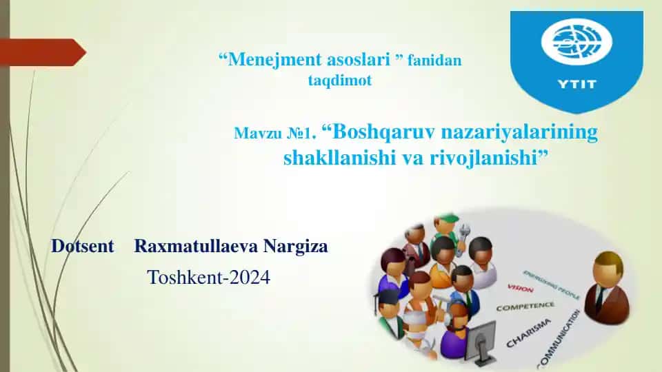 “Boshqaruv nazariyalarining shakllanishi va rivojlanishi” taqdimoti
