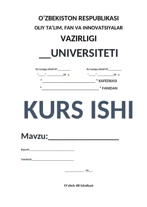 O‘zbek tili leksikasi bo‘yicha kurs ishi
