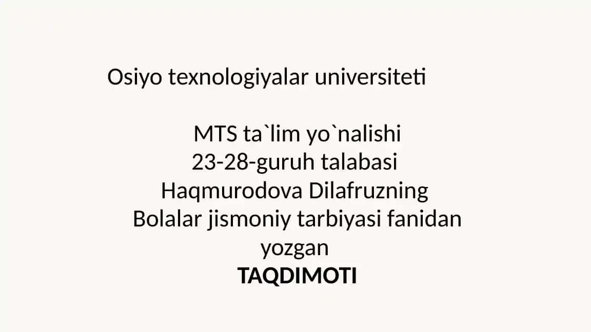 Bolalar jismoniy tarbiyasini rivojlantirish