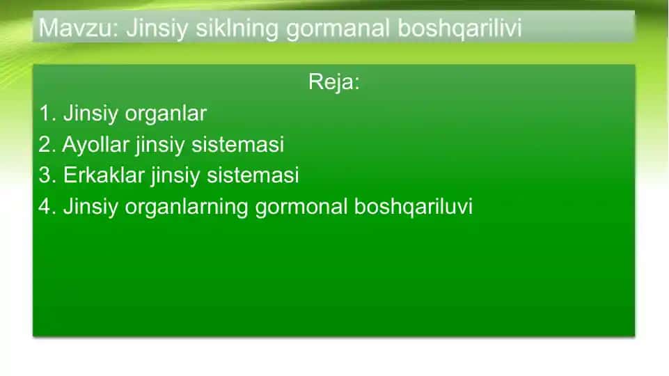 Jinsiy siklning gormanal boshqarilivi