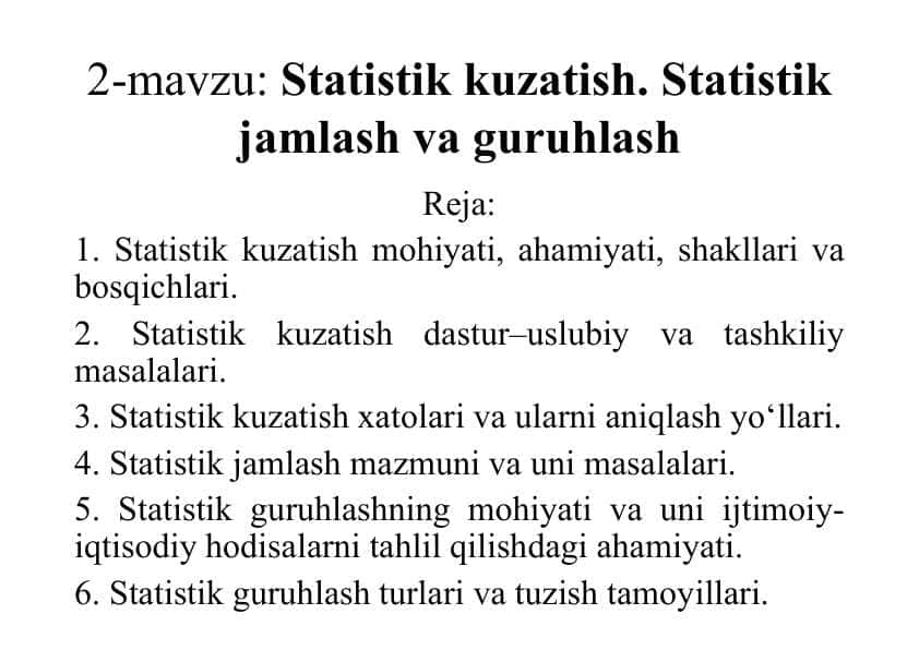 Statistik kuzatish va tahlil