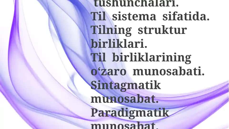 Til sistemasi va strukturasi. Til birliklarining o‘zaro munosabati