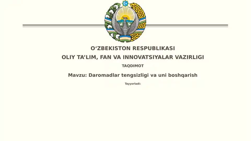 Daromadlartengsizligivauniboshqarish
