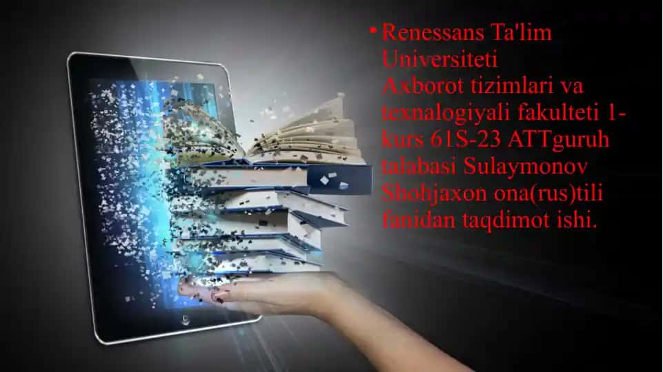 Sulaymonov Shohjaxon ona(rus)tili fanidan taqdimot ishi
