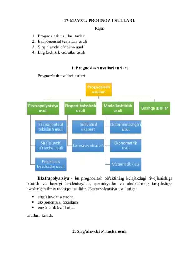Prognozlash usullari