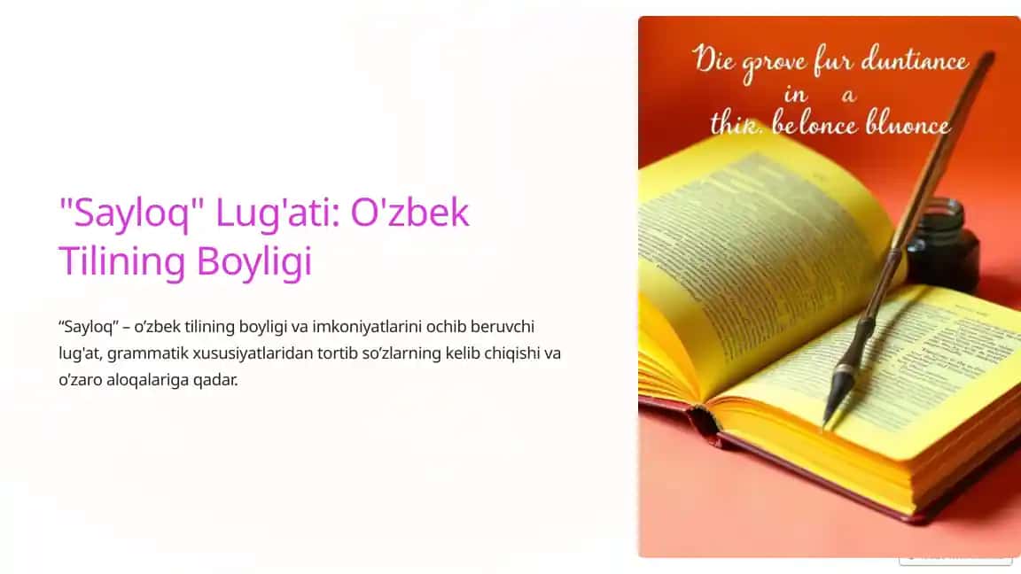 Sayloq Lug'ati: O'zbek Tilining Boyligi