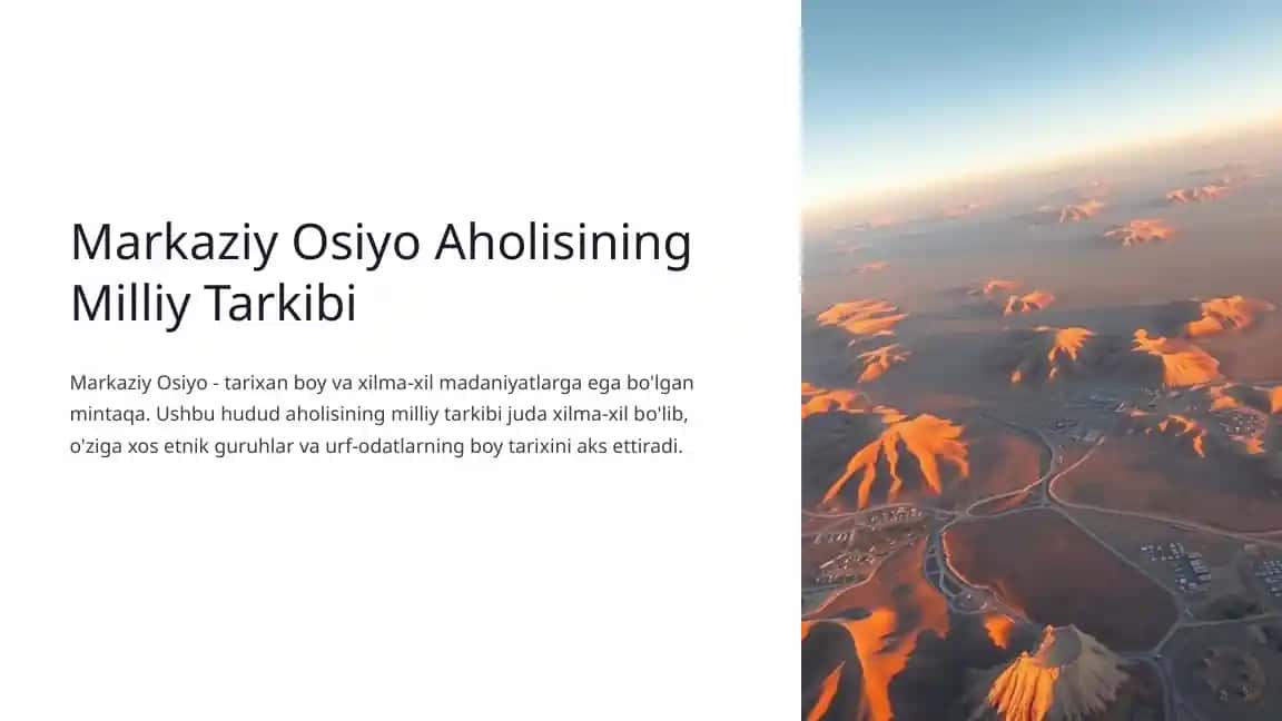 Markaziy Osiyo Aholisining Milliy Tarkibi
