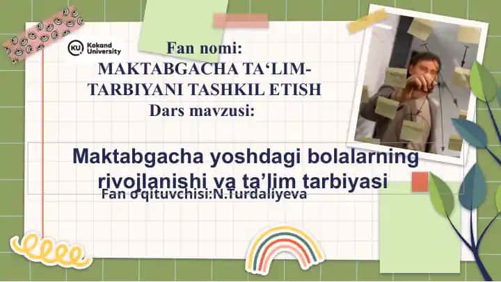Maktabgacha ta'lim-tarbiyani tashkil etish