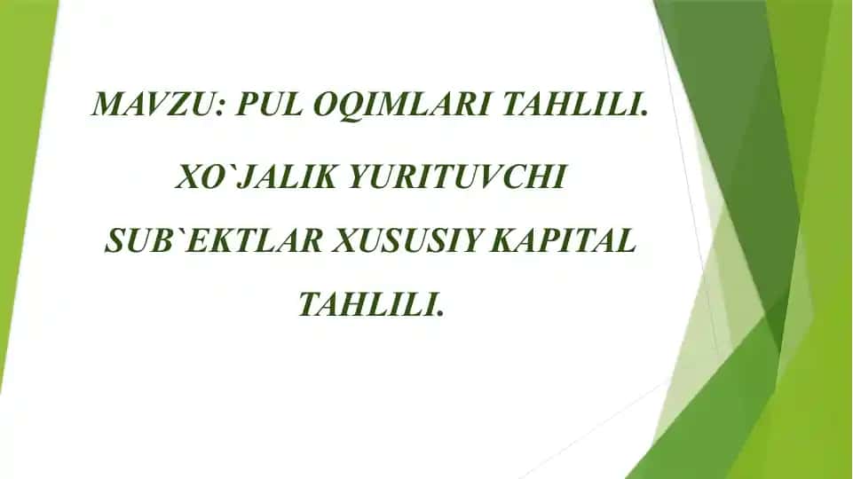 Pul oqimlari tahlili