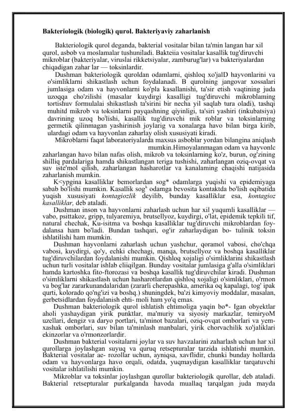 Bakteriologik (biologik) qurol