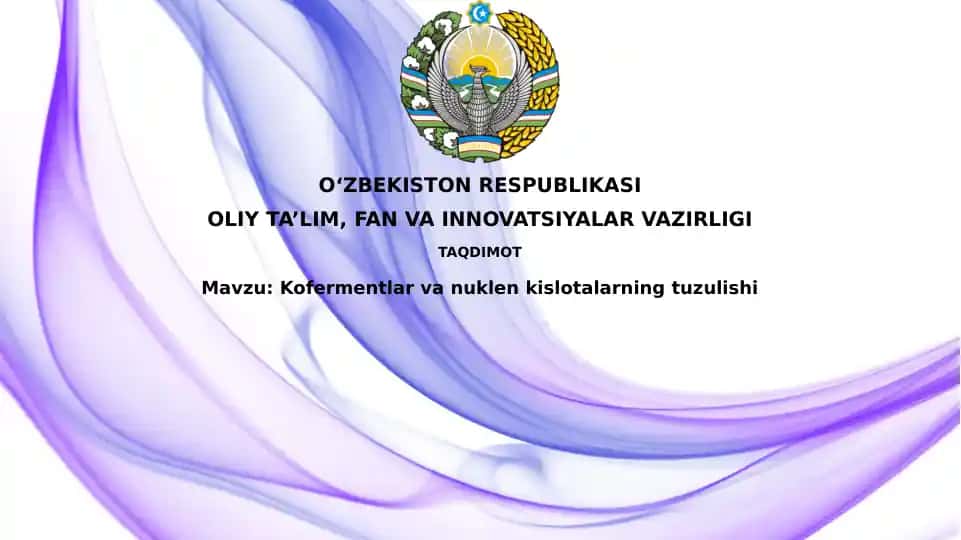 Kofermentlar va nuklein kislotalarning tuzulishi