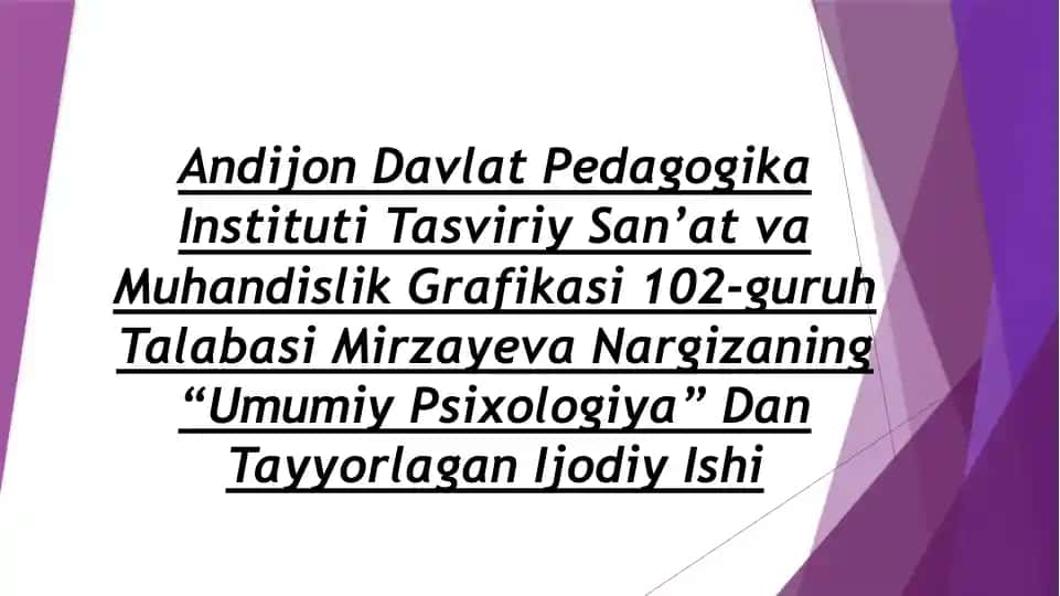 "Umumiy Psixologiya"