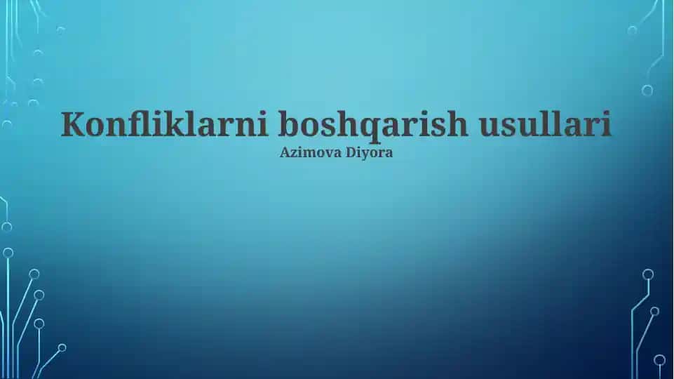 Konfliklarni boshqarish usullari