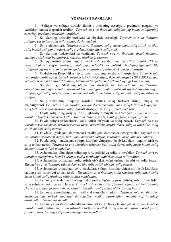 Soliqlar va soliqqa tortish fanlari