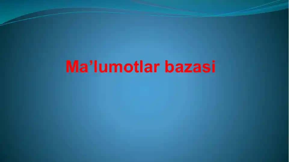 Ma'lumotlar bazasi