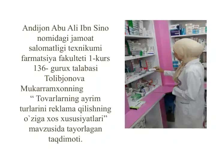 Tovarlarning ayrim turlarini reklama qilishning ozgina xususiyatlari