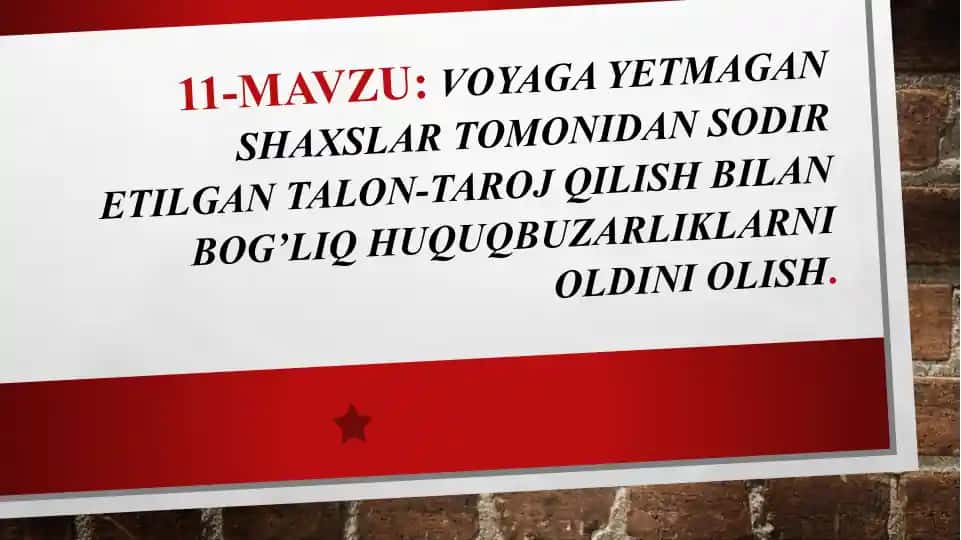 Voyagayetmaganlar tomonidan sodiretilgan talon-taroj qilish bilan bog’liq huquq buzilarni oldini olish