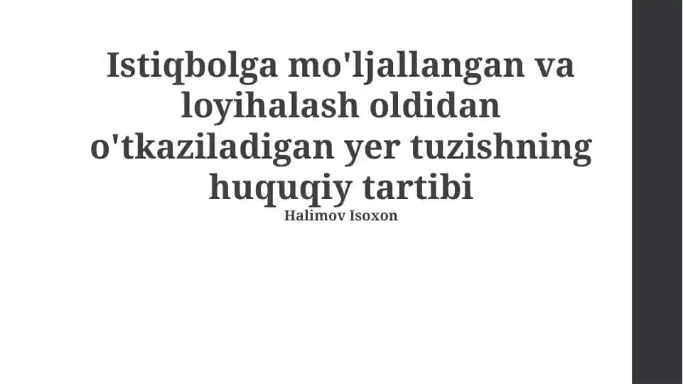 Yer geodeziyasi huquqiy tartibi va istiqbolli yo‘nalishlari