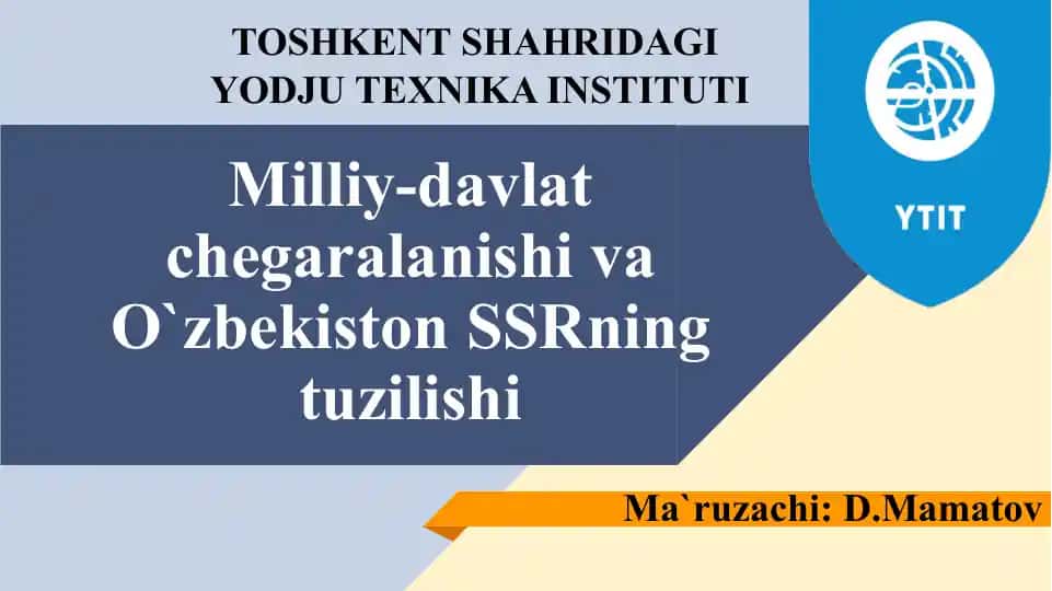 O`zbekiston SSR ning tuzilishi