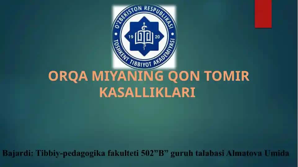 ORQA MIYANING QON TOMIR KASALLIKLARI