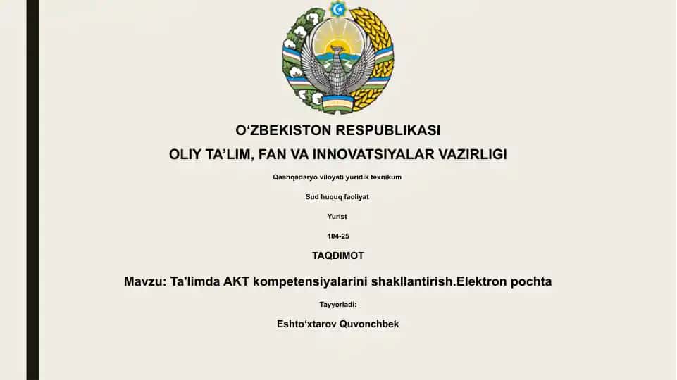 Ta'limda AKT kompetensiyalarini shakllantirish