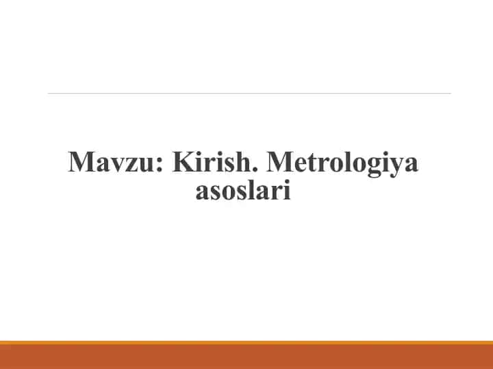 Metrologiya asoslari
