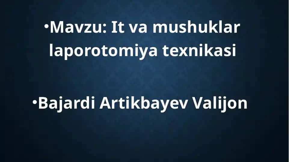 It va mushuklar laporotomiya texnikasi