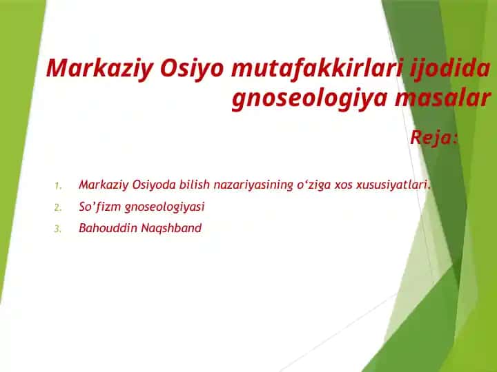 Markaziy Osiyo Mutafakkirlari Ijodidagi Noseologiya Masalar