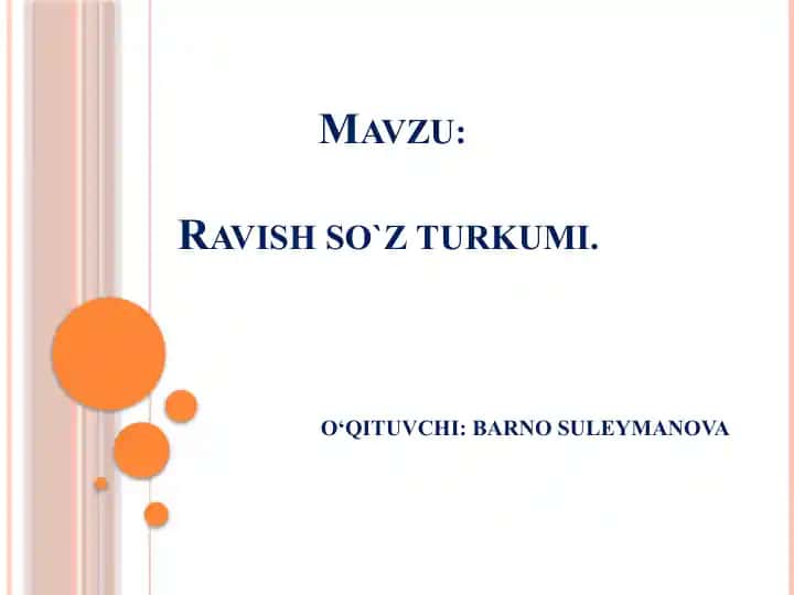 Ravish so`z turkumi
