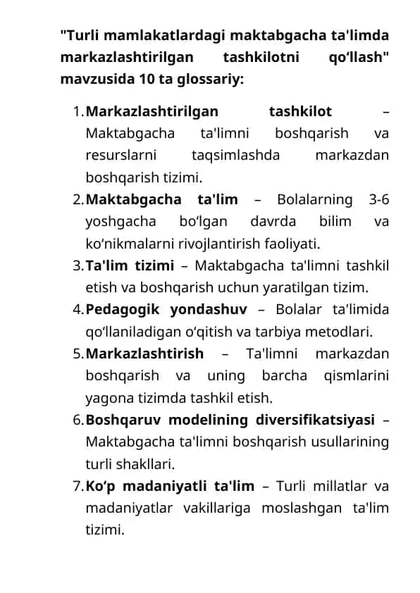 Markazlashtirilgan Ta'lim Tizimi