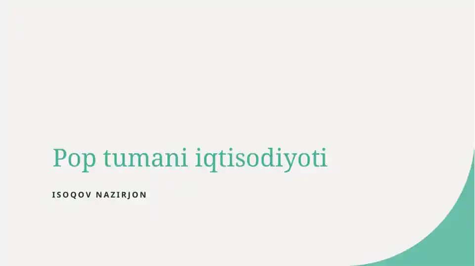 Pop tumani iqtisodiyoti