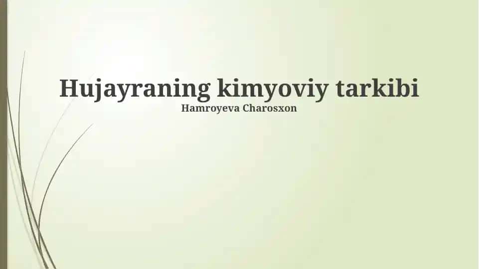 Hujayraning kimyoviy tarkibi