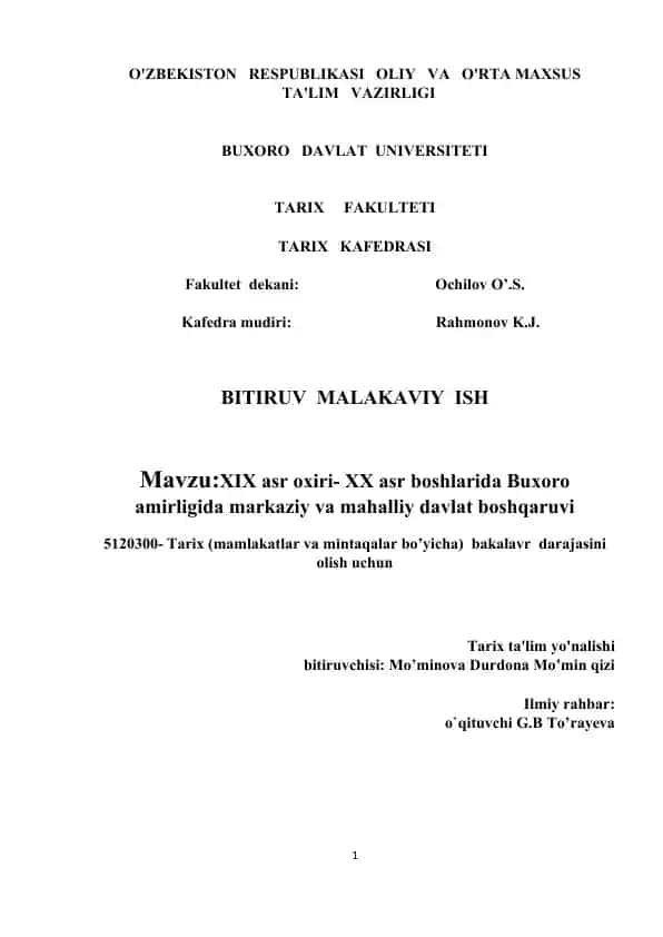 BITIRUV MALAKAVIY ISH
