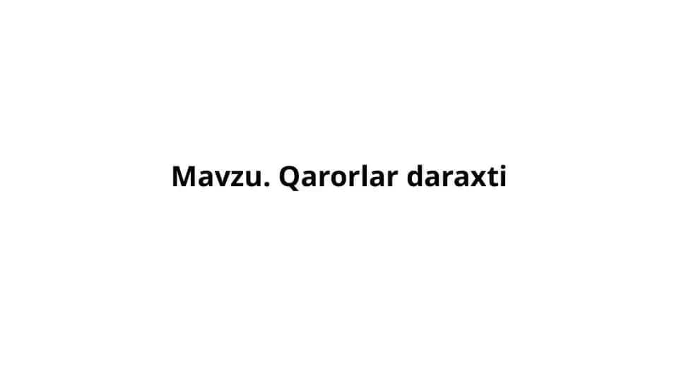 Qarorlar daraxti