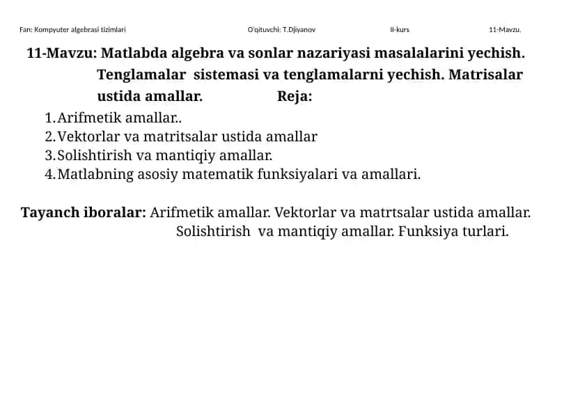 Kompyuter algebrasining mukammal kursi