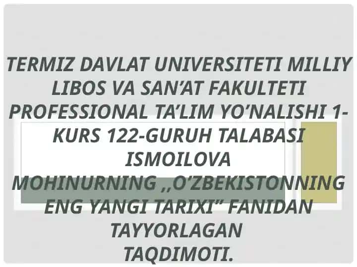 O'zbekiston Respublikasida Prezidentlik Institutining Joriy Etilishi