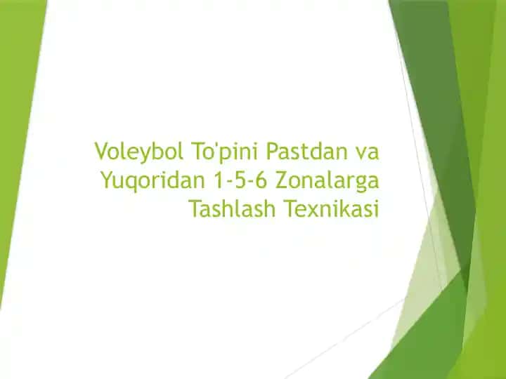 Voleybol To'pini Pastdan va Yuqoridan 1-5-6 Zonalarga Tashlash Texnikasi