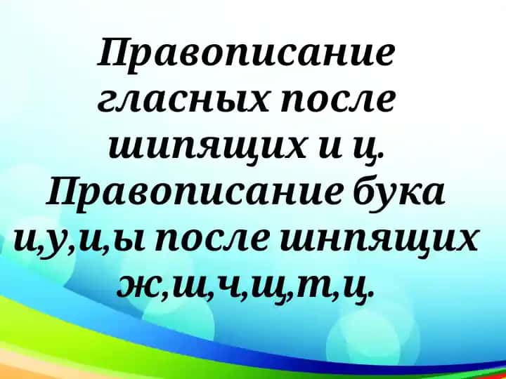 Правописание гласных после шипящих и ц