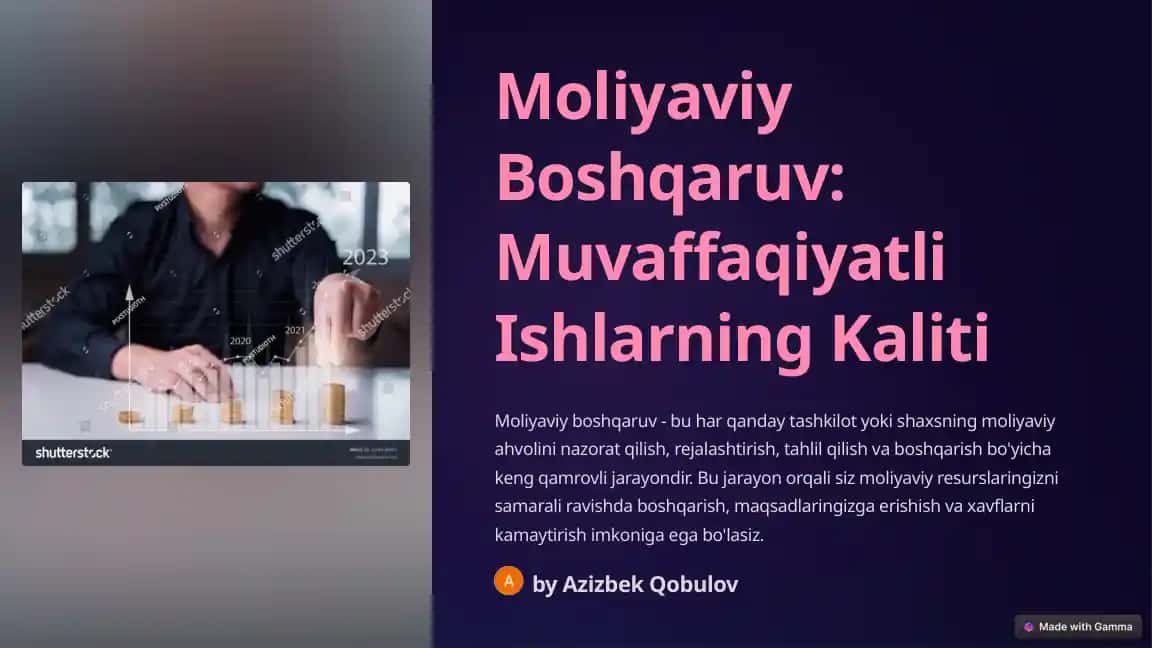Moliyaviy Boshqaruv: Muvaffaqiyatli Ishlarning Kaliti