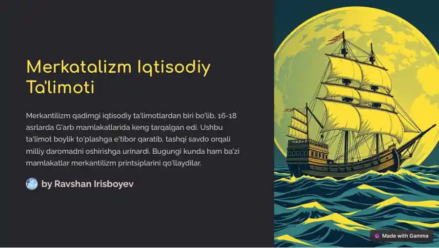 Merkatalizm Iqtisodiy Ta'limoti