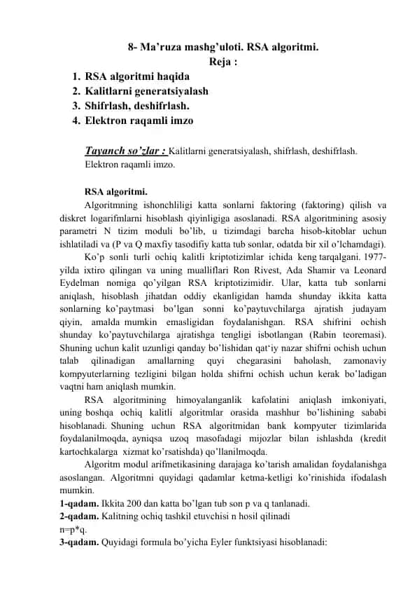 RSA algoritmi