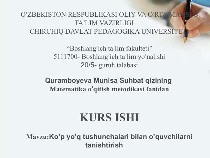 Matematika o’qitish metodikasi