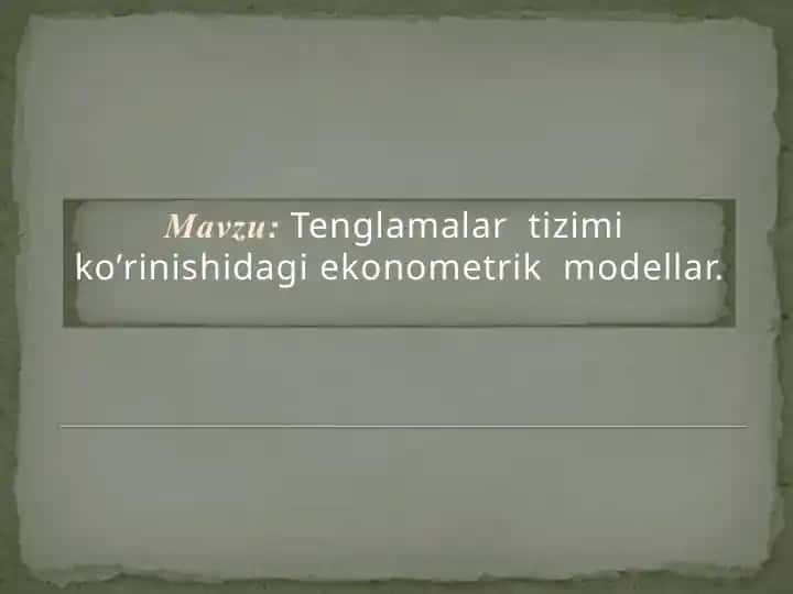Ekonometrik modellar