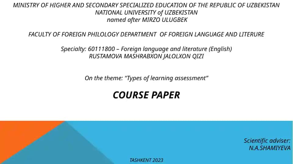 Types of learning assessment
