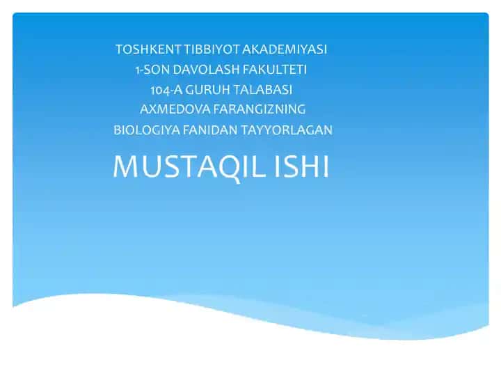 Ontogenez mavzusidagi mustaqil ish